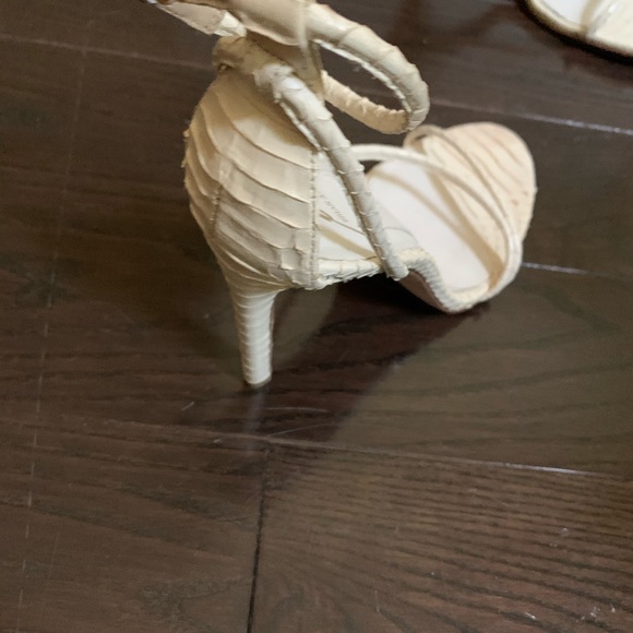 Brian Atwood "Labrea" Snakeskin Sandals in White - Picture 3 of 5